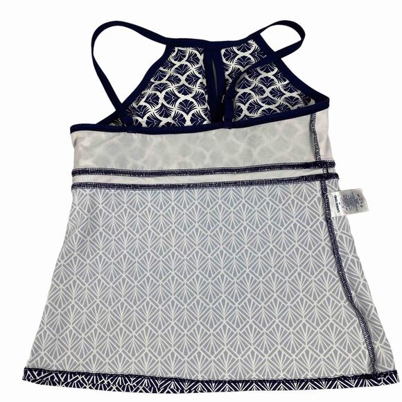 Lands' End Tankini Top Keyhole High Neck Molded Cups Geometric Print size 8P - Picture 4 of 5